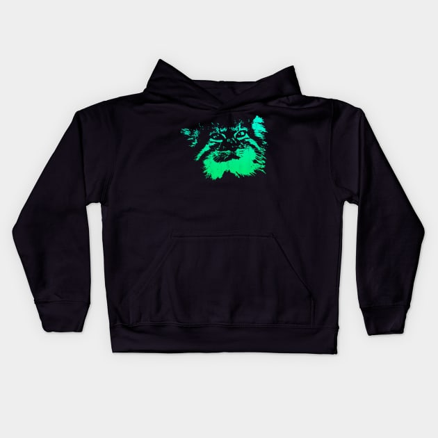 Pallas Cat - Green Kids Hoodie by Scailaret